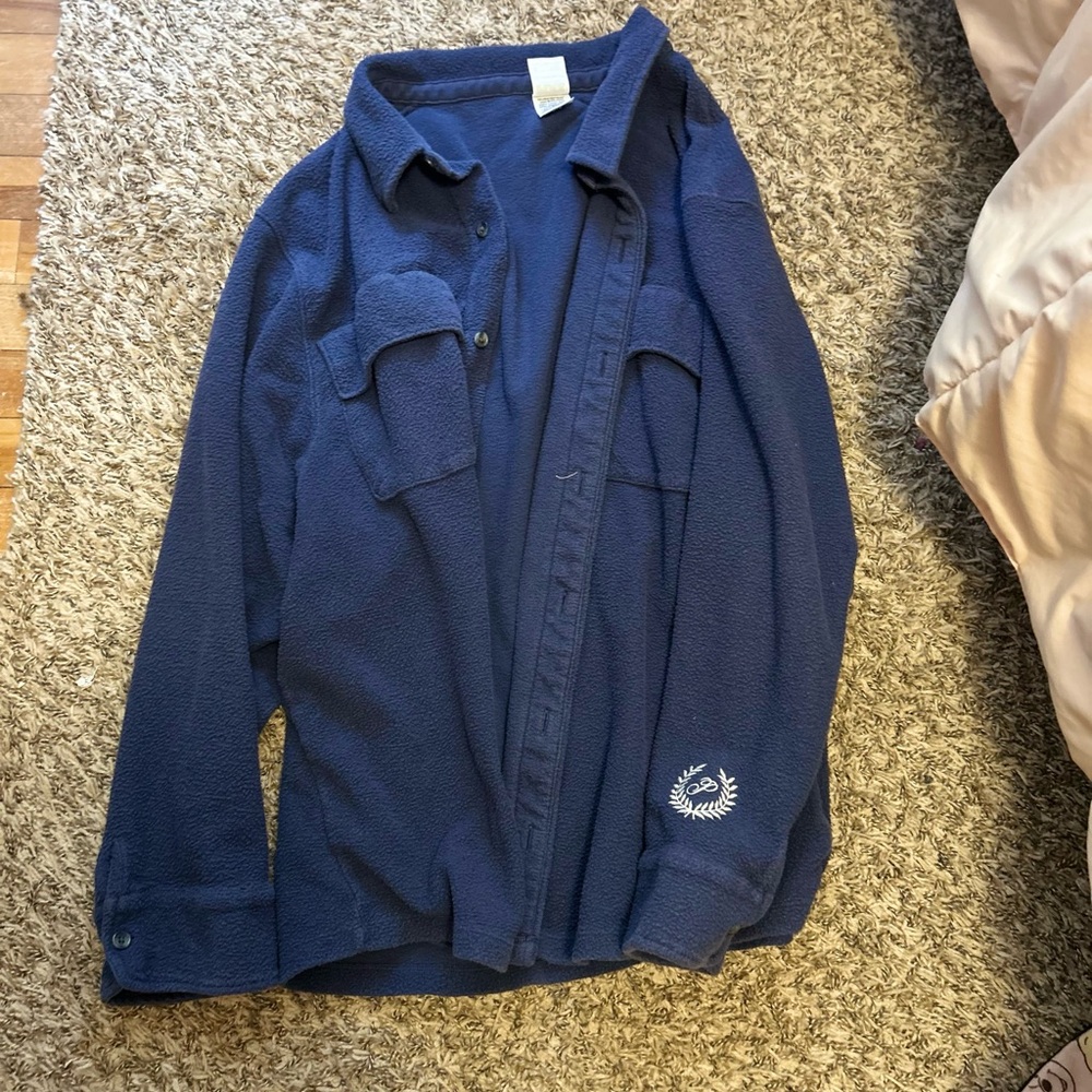 Victoria secret “Pink” Navy Blue Button-Up Shirt /shacket size xxl!